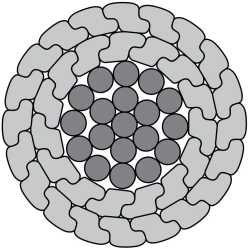 Non-insulated compacted wire with steel core for high voltage overhead power lines of AACSRZ grade