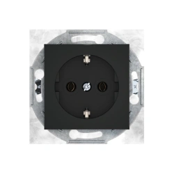 CADUCEUS ALING PRESTIGE Flush-mounted socket without grounding plug with ceramic base 16A, 250V~, black (soft to