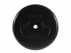 MB-AtletB26-20 Athlete rubber disc, black, 26 mm, 20 kg