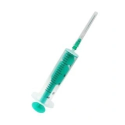 Single-use three-detail sterile injection syringe with Luer tip, 20 ml capacity, with injection needle