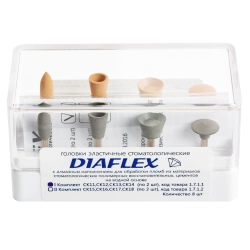 DIAFLEX diamond-filled elastic dental heads, duhstage polishing system, set No. 1 8 pcs. of four