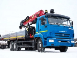 Special purpose vehicle with hydraulic loading crane of MKMA type on the basis of KAMAZ 65117 and its modifications 64K06N-U9