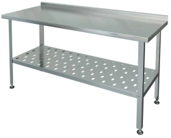 Cutting and production table with side, perforated shelf SRP-1-0,8/1,2-PR