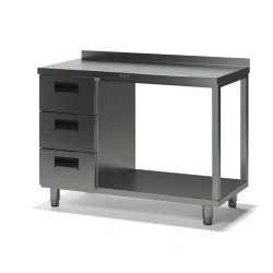Table pedestal SVD-2 with drawers (stainless steel), with edge