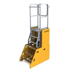 Ladder platform with adjustable platform height mobile aluminium compact LPRA-K-1.1
