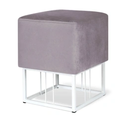 Upholstered pouf on metal frame