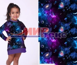 Mixed knitted fabric (CHL-92%, PU-8%) printed, 1+1 weave lastic