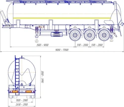 Semi-trailer-slurry tanker PC-2-3, type ?3, modification 96834-0000010-09. Axial unit AGOS-3-GT7-00.00.000-01.