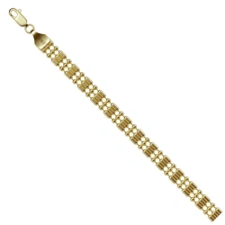 Bracelet of 585 yellow gold Ball + barrel parallel of 3 chains NB15-339 2MM 16SM 7.15G