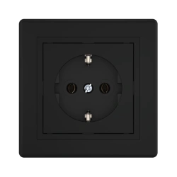 CADUCEUS ALING PRESTIGE Flush-mounted socket with earthing switch without cover with plastic base 16A, 250V~, black (soft tou