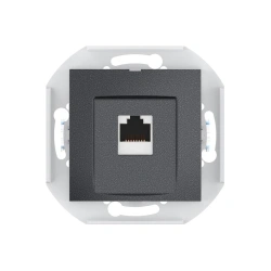 CADUCEUS ALING PRESTIGE Flush-mounted computer socket with Keystone RJ45 8P8C cat.6 FTP module, graphite, art. 60150S.2 (me