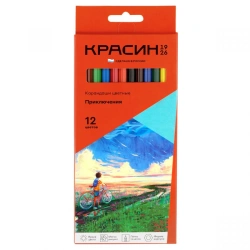 Coloured pencils Krasin "Adventures", 12-colour, sharpened, cardboard. pack.