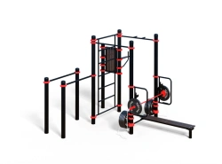 WORKOUT-FIT outdoor vorkout complex with a barbell for bench presses, bars, Swedish wall and tourniquets