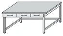 Metal lab technician's table on metal frame with 3 metal hanging drawers SL-9(m)