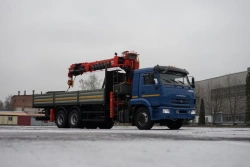 Special purpose vehicle with MKMA type hydraulic loading crane on the basis of KAMAZ 65117 and its modifications 64K37N-U9