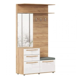 Marta-2 LD.136050.000 Combination coat rack with mirror (Oak gold/White gloss)