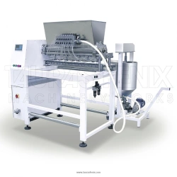 Equipment for dosed moulding of different shapes and sizes of viscous and semi-viscous products with and without filling.