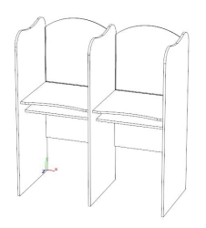 Double table for foreign language room closed with acoustic half-cabins 6 gr