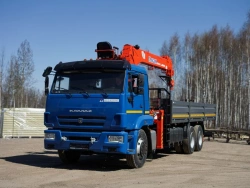 Special purpose vehicle with hydraulic loading crane of KMA type on the basis of KAMAZ 65117 and its modifications 64K31N-UP