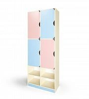 Double-drawer 4-piece wardrobe with shoe rack
