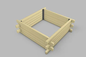 Square Planter with Cross Vertical Lamellae - Polymer Sand Composite