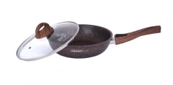 Cast aluminium frying pan 240mm (with non-stick coating) TM Kukmara, with removable Bakelite handle, glass lid, line