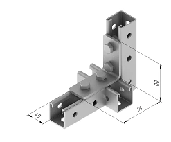 Plate angle 90 degrees 4 holes SMA 626, with overall dimensions 40x80x94 mm, with metal thickness 5,0 mm, thermodiffusion
