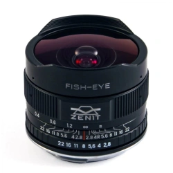 Photographic lens "MS ZENITAR 2,8/16" ("Fisheye"), with mount (Nikon, Canon, M42)