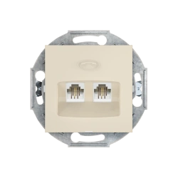 CADUCEUS ALING PRESTIGE Flush-mounted double telephone socket 2xRJ12 6P2C, beige, art. 6011.9 (mechanism)