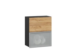 Sherwood LD.281380.000 Horizontal 600 cabinet front with glass (set) (Golden Oak/Aluminium )