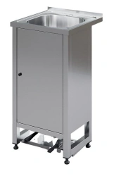 Pedal-operated hand wash basin with 500x500x850mm sideboard