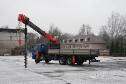 Special purpose vehicle with hydraulic loading crane of MKMA type on the basis of KAMAZ 65117 and its modifications 64K36N-U9