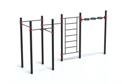 Complex with a handwalk, a Swedish wall, four tourniquets with a classical grip and one tourniquet with a "hammer" grip.