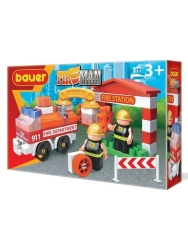 Children's developmental toy Bauer "Fireman" set "Fire Engine and Fire Hydrant" 58 elements in a box, article 741