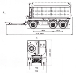 Tipper trailer 8596 with axles HJD13Y30S18-1840T16-060 with carrying capacity 12 tonnes