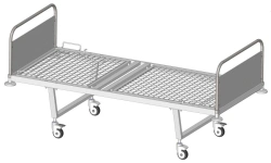 KF2-01-"MSC" (MSC-102D) - Functional bed, on wheels, metal backrests with a decorative insert made of laminated fibreboard, bed