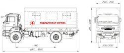 Medical service van on the chassis of vehicles type 57590 modification: 57590Z on the basis of KAMAZ chassis of modification 435