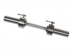 MB-BarM50-710L Dumbbell bar, chrome-plated, length 710 mm, smooth sleeve 50 mm, non-rotating handle, lock with breakable stop.