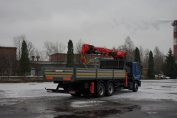 Special purpose vehicle with hydraulic loading crane of MKMA type on the basis of KAMAZ 65117 and its modifications 64K16N-UF
