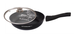 Cast aluminium frying pan 280mm (with non-stick coating) TM Kukmara, with removable Bakelite handle, glass lid