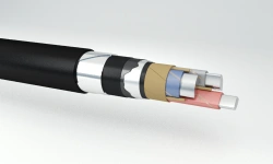 Power cables with paper impregnated insulation in lead sheath, not spreading combustion, with low smoke-gas emission.