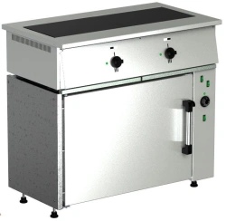Cooking cooker, electric PE-0,24Ms-012 with griddle cabinet (2 burners with spirals, heat chamber made of carbon steel)