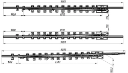 Frame rail with shackle of P50 type 1/9 project 1623.01.01.010-04/05/06/06/07/08/09; 1623.01.020-04/05/06/06/07/08/09.