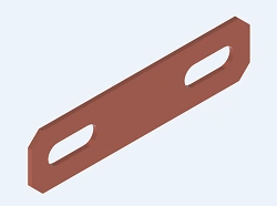Earthing plate PTSE, with overall dimensions 80x20 mm, thickness 1,5 mm, brass