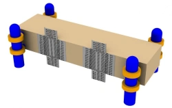 Horizontal gymnastics bench to which two sliding vandal resistant measuring rulers with measuring range are attached.