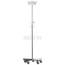 ??-01-"???" (5310) Medical tripod for infusion five-post stainless steel, on wheels with rubber tyre