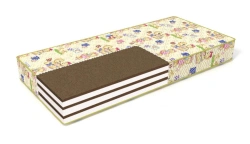 Springless mattresses with top made of waterproof fabrics and combined layer filler.