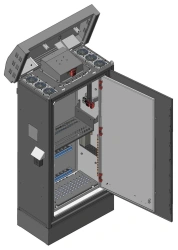 Outdoor telecommunication cabinet in vandal-proof version SHTU-PN-6U-850x1900x450-RD