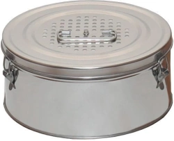 Sterilisation round boxes with filters KF-12 according to TU 9451-018-07614107-2002 and replacement parts: filters