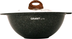 3.5L cast aluminium pilaf cauldron (with non-stick coating) TM Kukmara, with glass lid, "Granit ultra" line